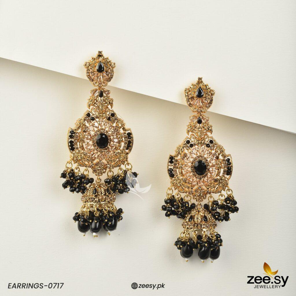 EARRINGS-0717 Black - Zeesy Jewellery