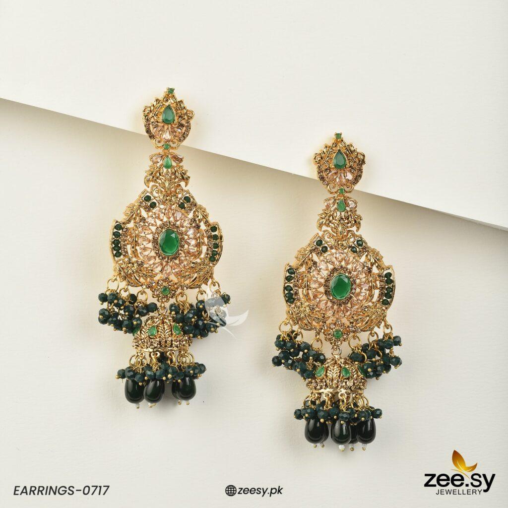 EARRINGS-0717 Green - Zeesy Jewellery