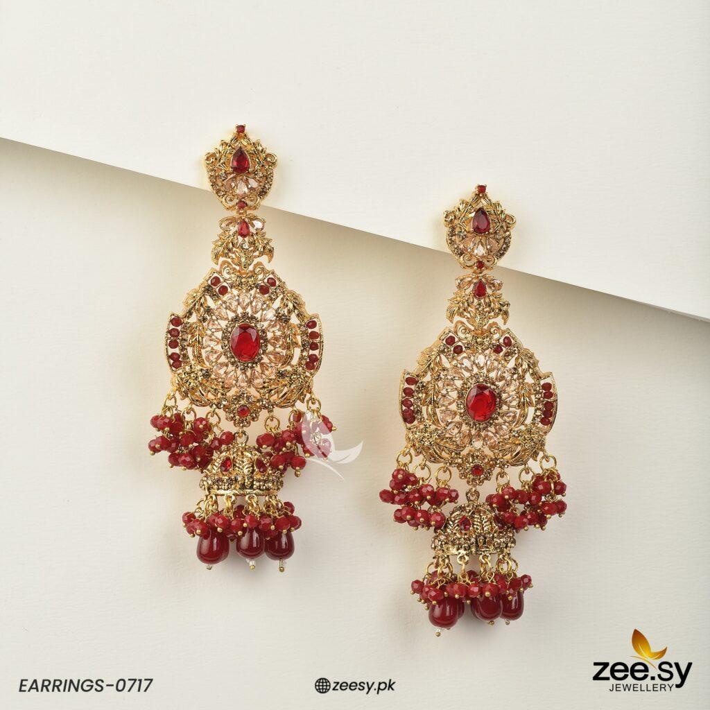 EARRINGS-0717 Red - Zeesy Jewellery