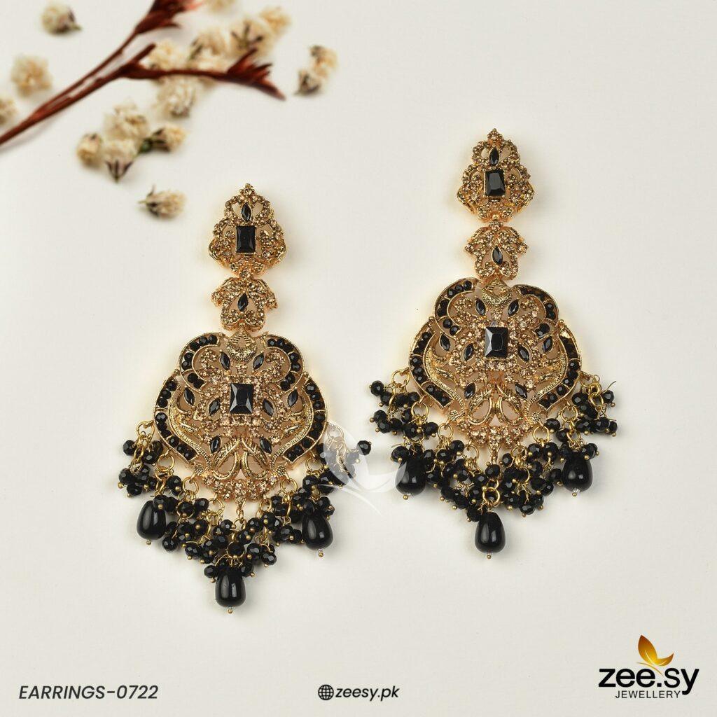 EARRINGS-0722 Black - Zeesy Jewellery