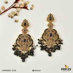 EARRINGS-0722 Black - Zeesy Jewellery