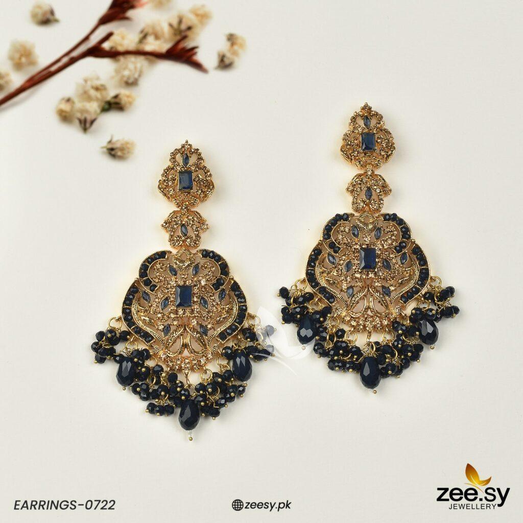 EARRINGS-0722 Blue - Zeesy Jewellery