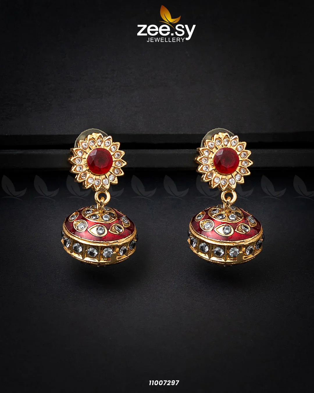 EARRINGS-0737 Red - Zeesy Jewellery