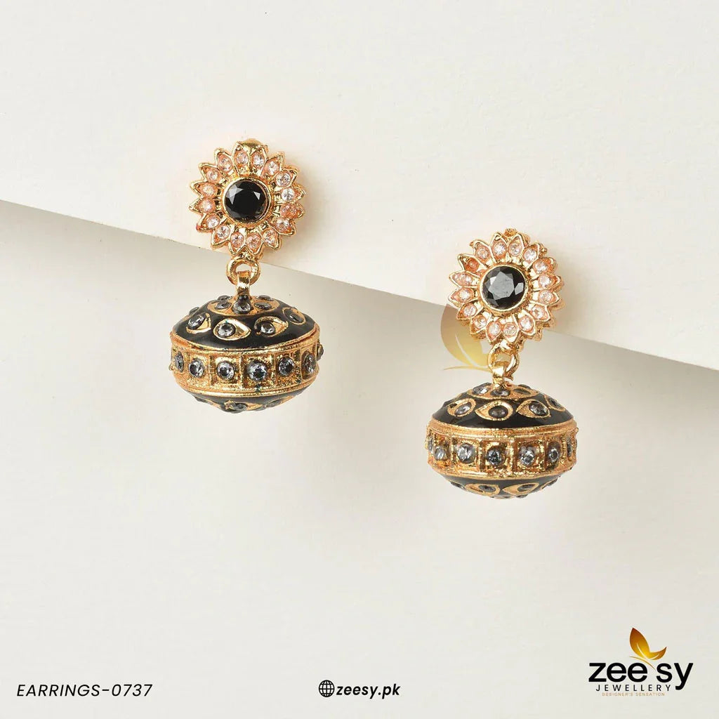 EARRINGS-0737 Black - Zeesy Jewellery
