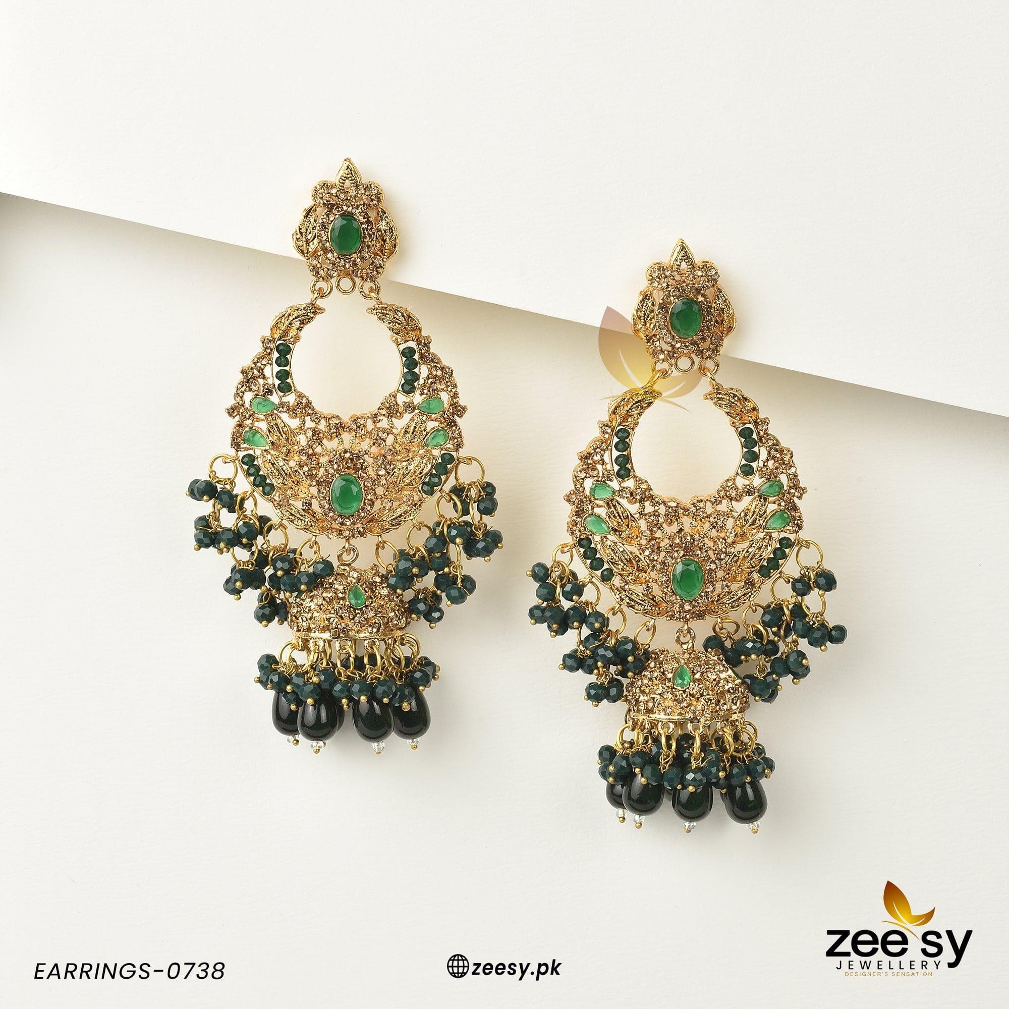 EARRINGS-0738 Green - Zeesy Jewellery