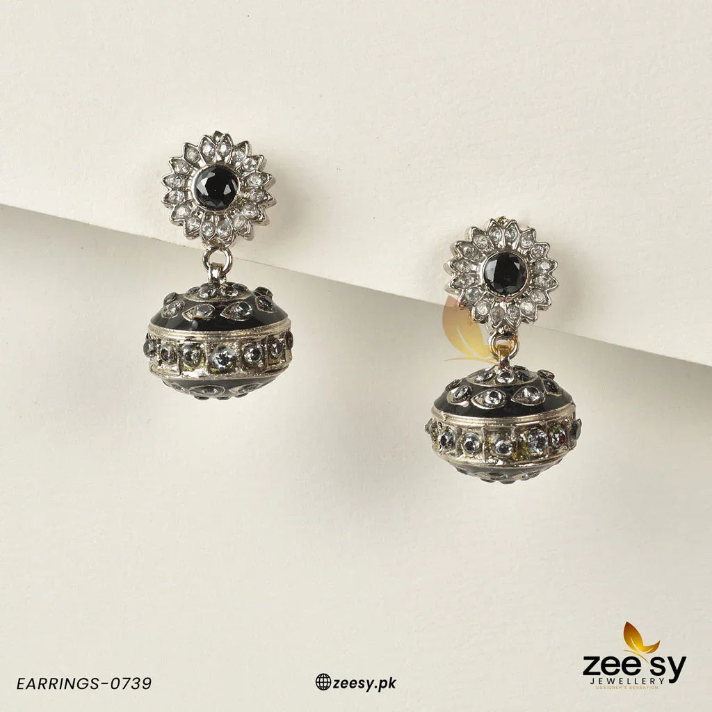EARRINGS-0739 Black - Zeesy Jewellery
