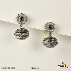 EARRINGS-0739 Black - Zeesy Jewellery