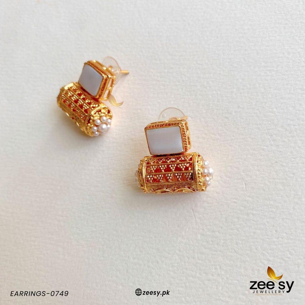 EARRINGS-0749 White - Zeesy Jewellery