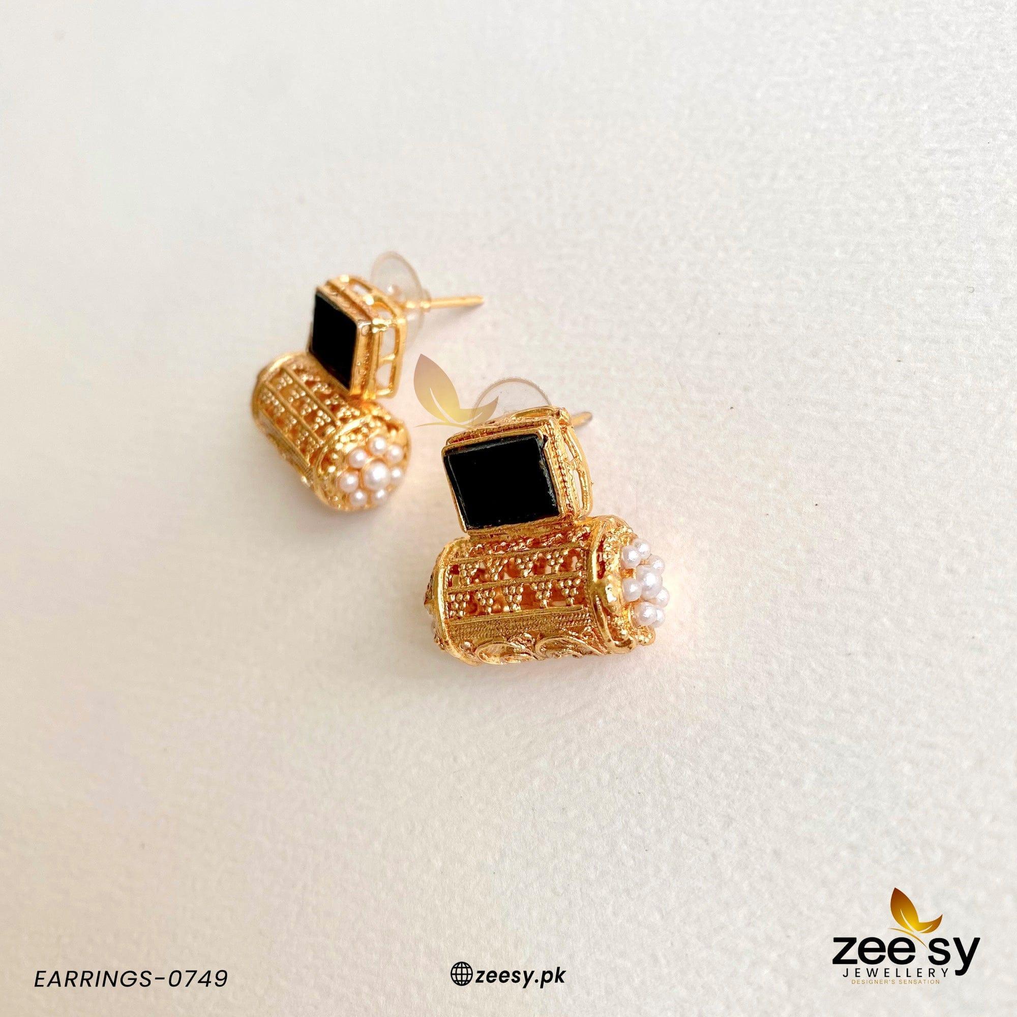 EARRINGS-0749 Black - Zeesy Jewellery