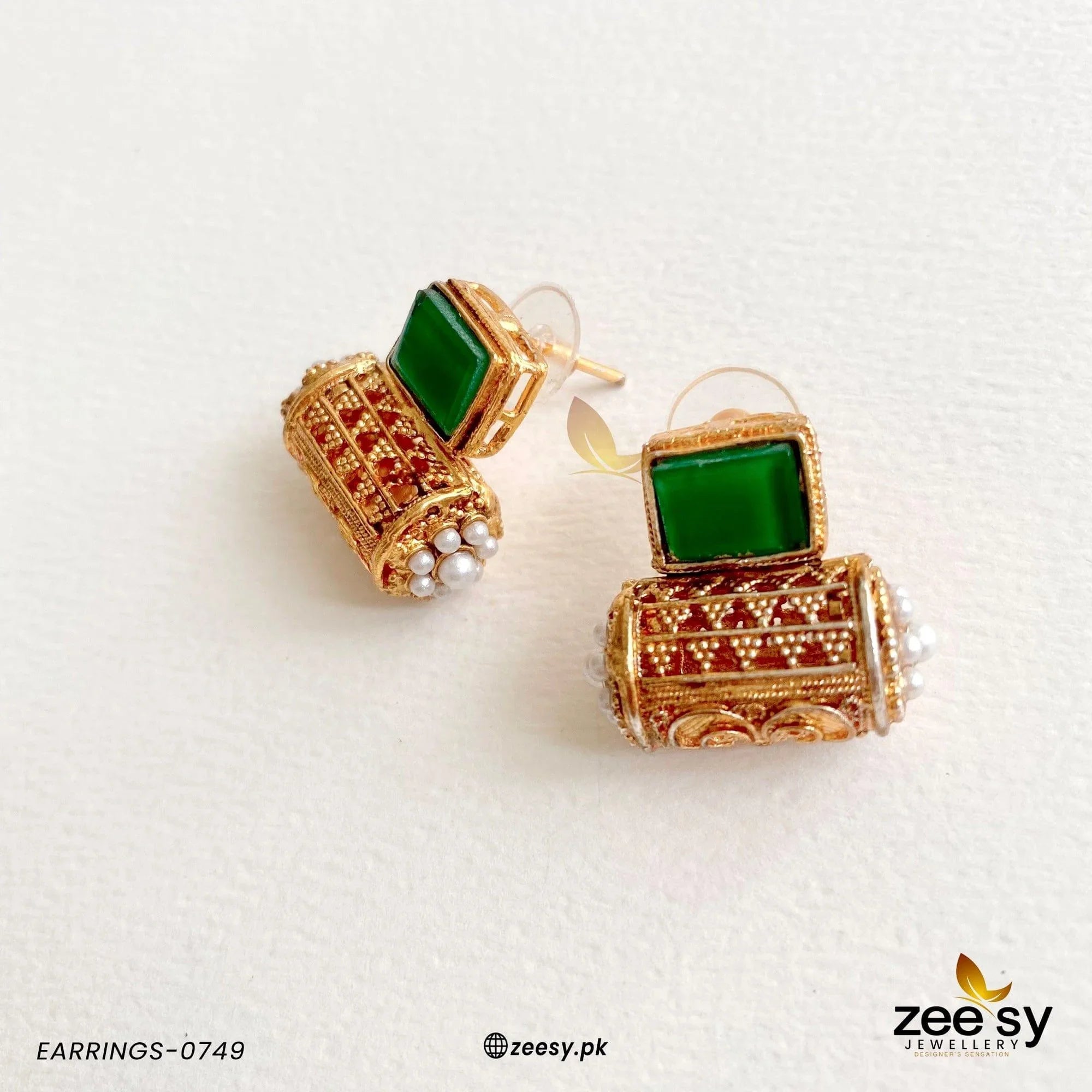 EARRINGS-0749 Green - Zeesy Jewellery