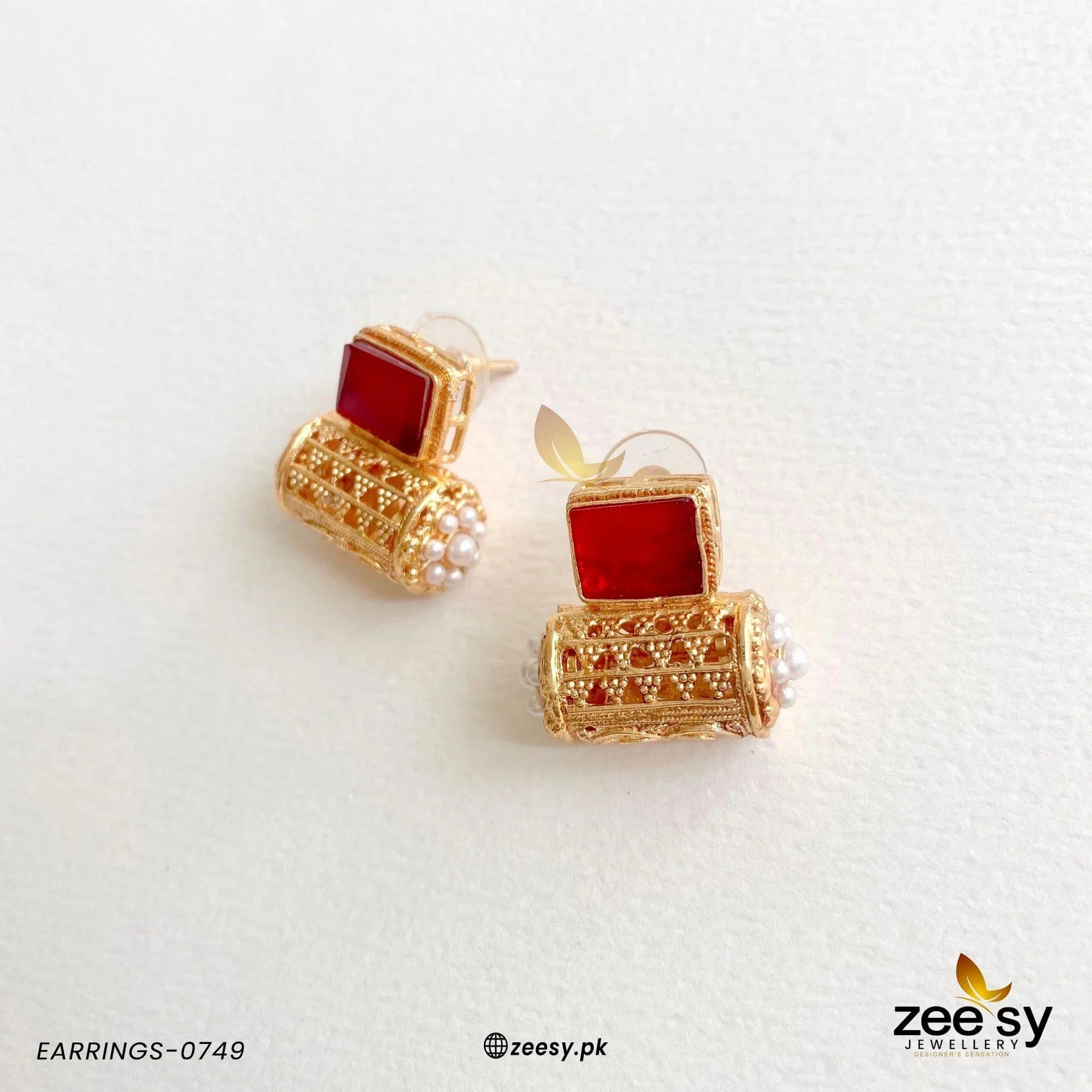 EARRINGS-0749 Red - Zeesy Jewellery