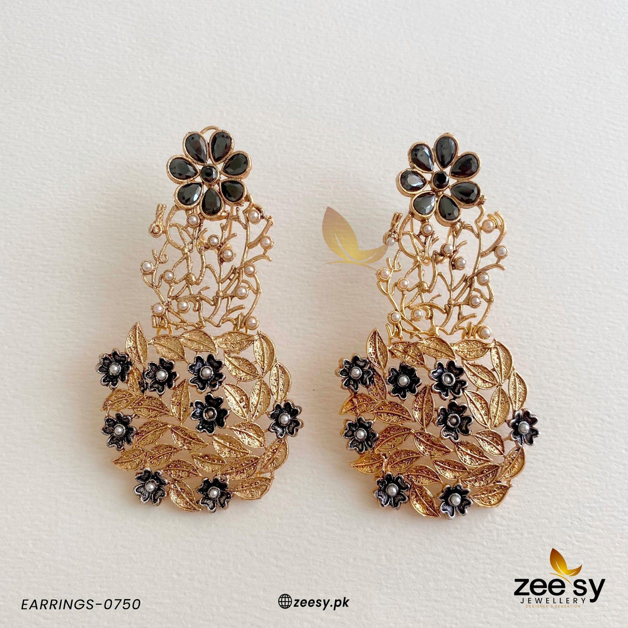 EARRINGS-0750 Black - Zeesy Jewellery