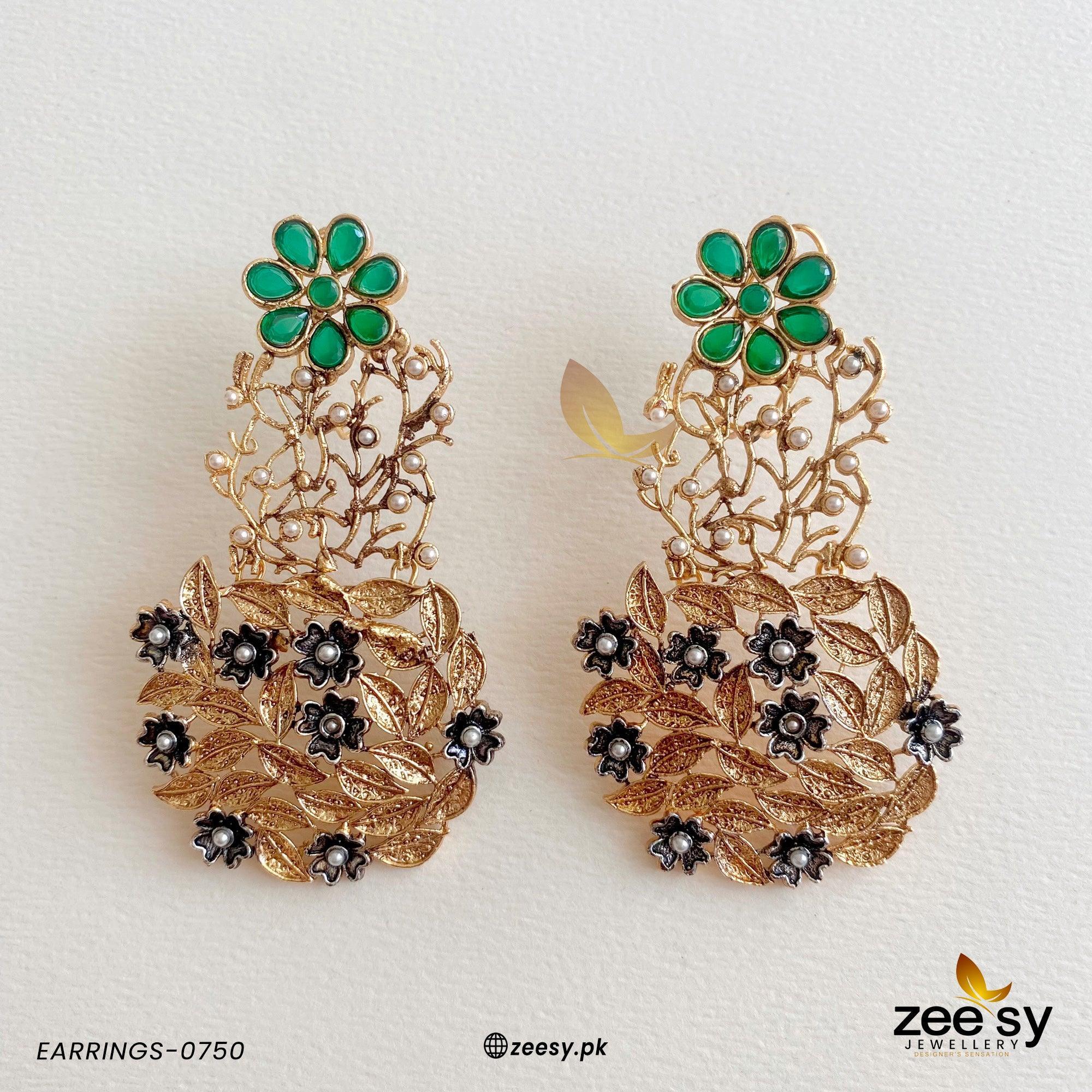 EARRINGS-0750 Green - Zeesy Jewellery