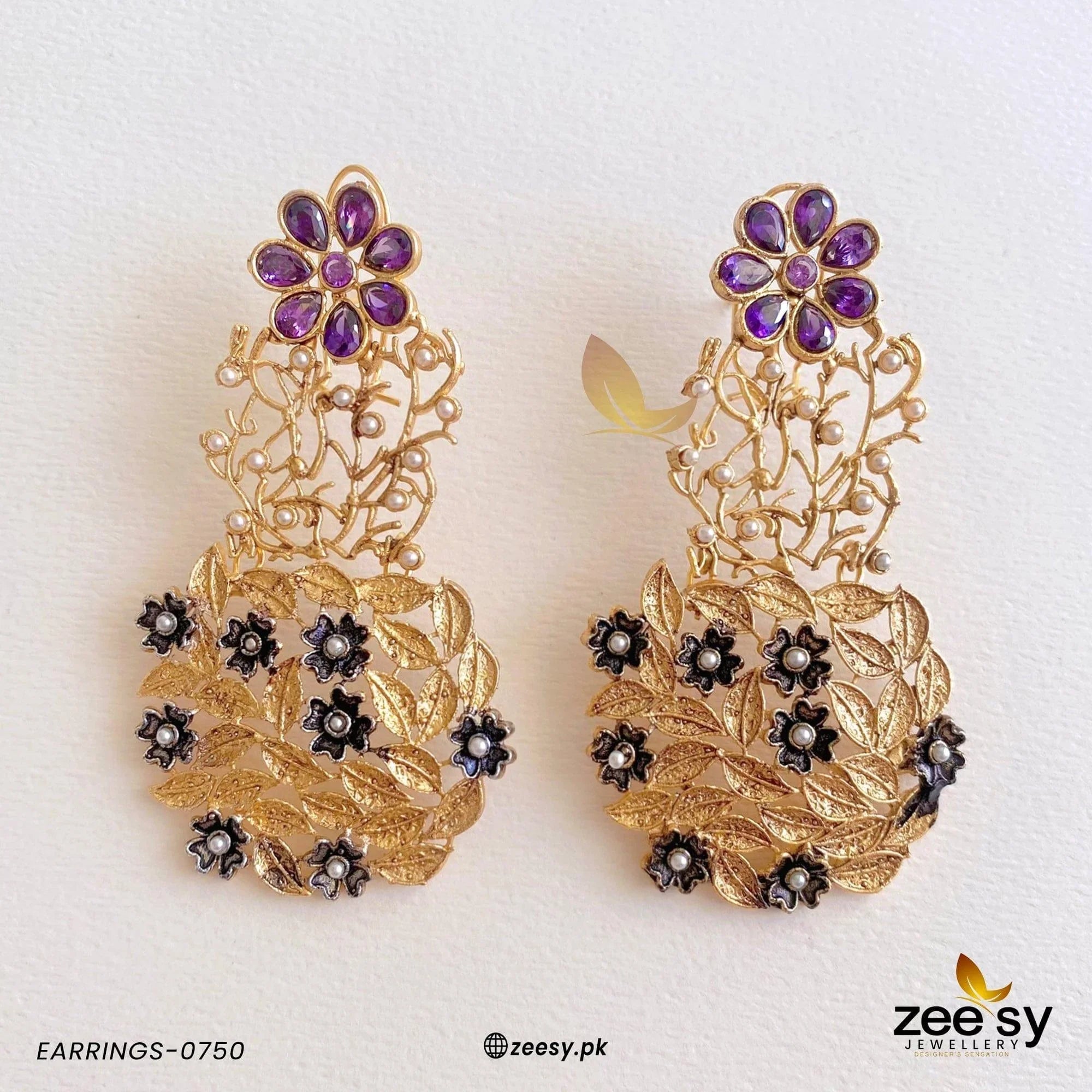 EARRINGS-0750 Purple - Zeesy Jewellery