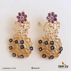 EARRINGS-0750 Purple - Zeesy Jewellery
