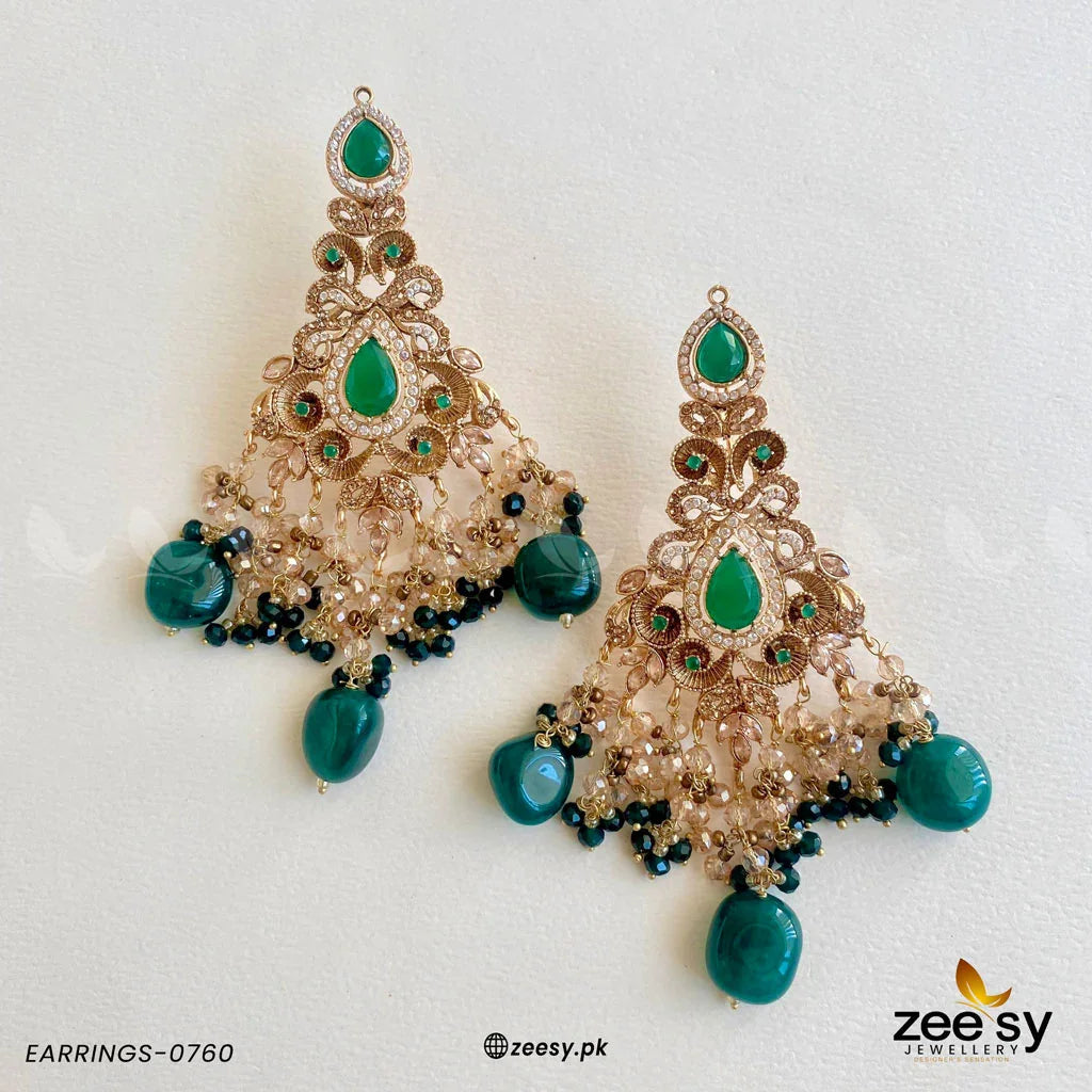 EARRINGS-0760 Green - Zeesy Jewellery
