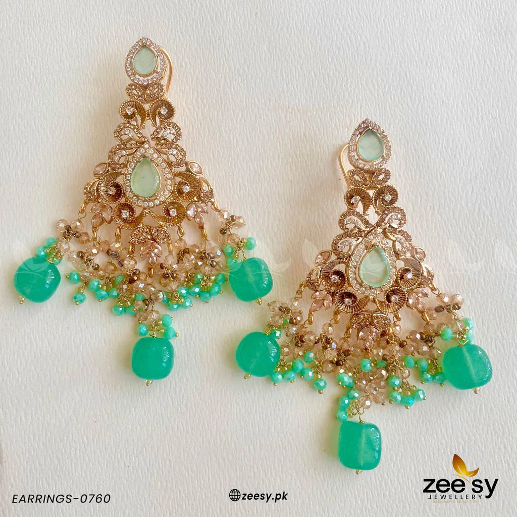 EARRINGS-0760 Mint Green - Zeesy Jewellery