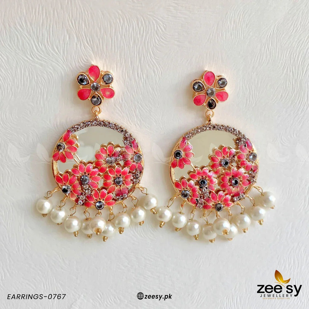 EARRINGS-0767 Pink - Zeesy Jewellery