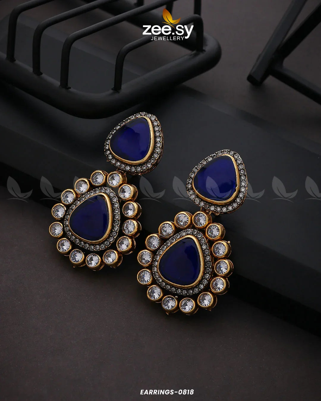 EARRINGS-0818 Blue - Zeesy Jewellery