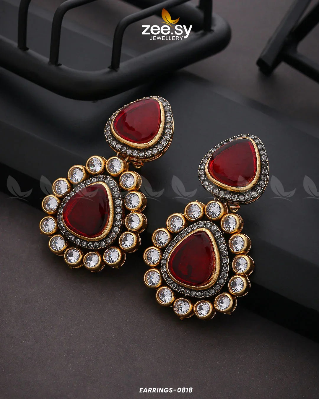 EARRINGS-0818 Red - Zeesy Jewellery
