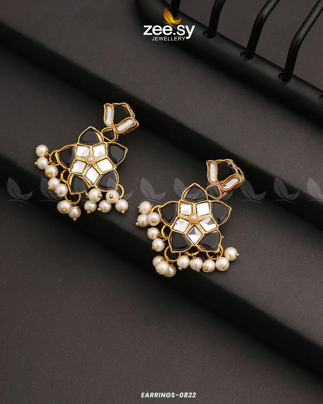 EARRINGS-0822 Black - Zeesy Jewellery