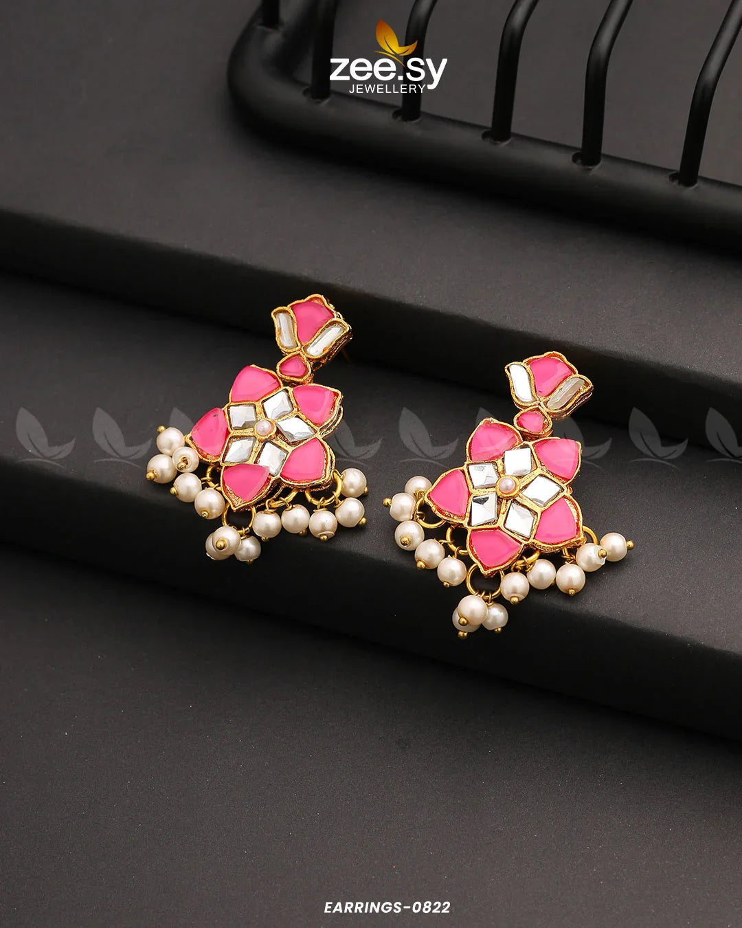 EARRINGS-0822 Pink - Zeesy Jewellery