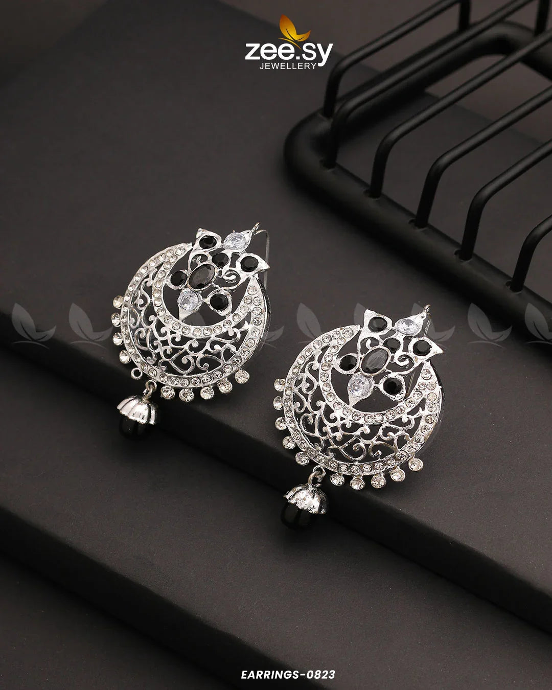 EARRINGS-0823 Black - Zeesy Jewellery