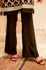 Zaaviay Stitched Organza Collection ebony (Two Piece)