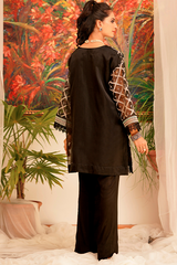 Zaaviay Stitched Organza Collection ebony (Two Piece)