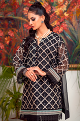 Zaaviay Stitched Organza Collection ebony (Two Piece)
