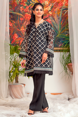 Zaaviay Stitched Organza Collection ebony (Two Piece)