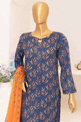 Print & Needle By HZ Stitched 3 Piece Cutwork Printed Lawn Suit-ECL-408-Navy Blue