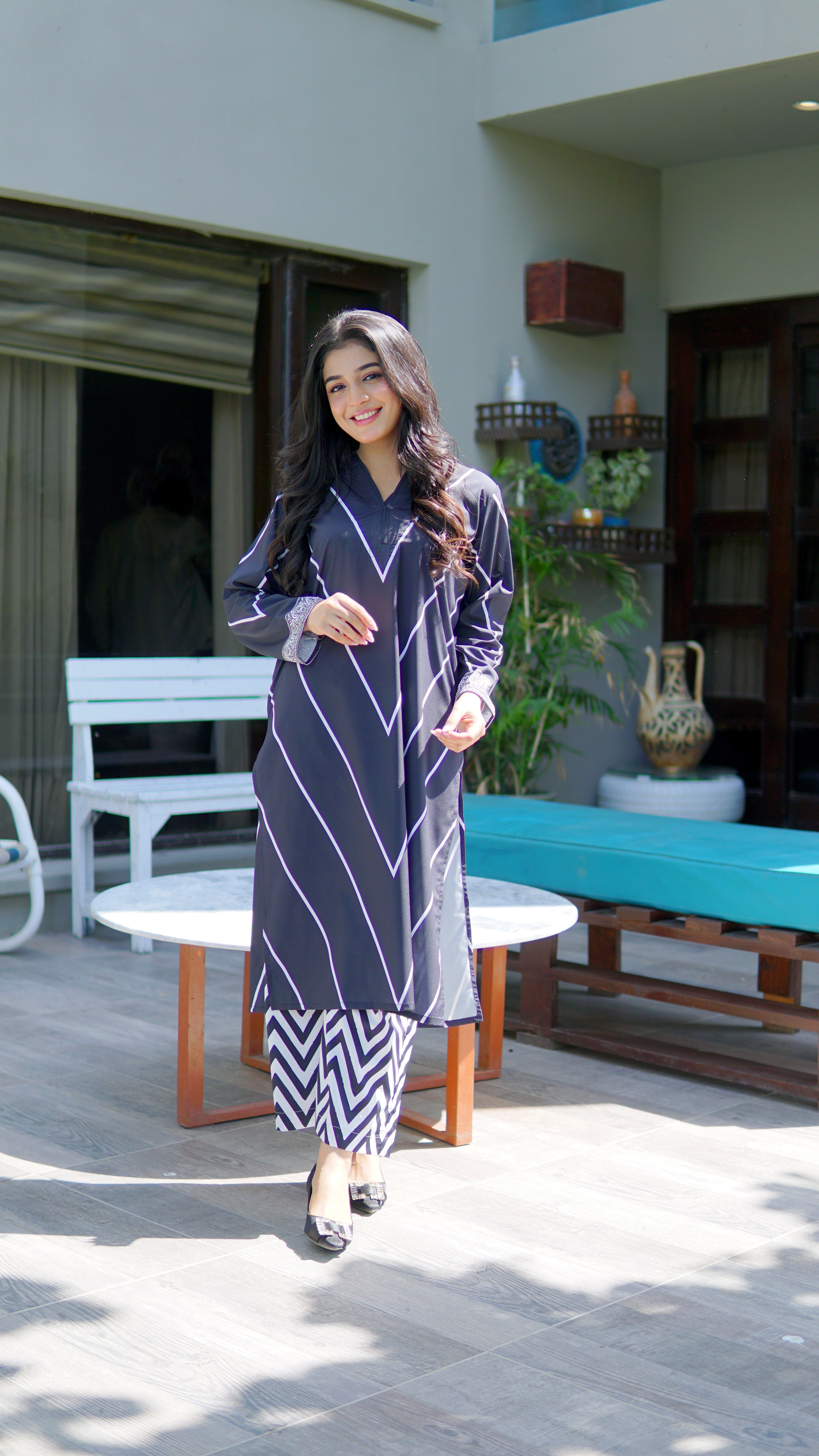 Dhaga Stitched 2 Piece Solids Crepe Summer Collection'2025-Charcoal
