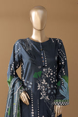 Intermix Art & Craft By HZ Stitched 3 Piece Printed Cambric Suit-ELP-3P-531-Zinc