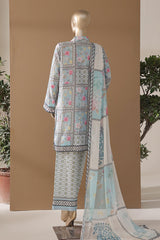 Intermix Art & Craft By HZ Stitched 3 Piece Printed Cambric Suit-ELP-3P-535-Sky