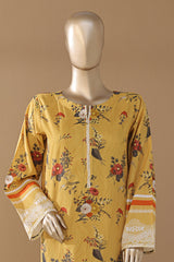 Intermix Art & Craft By HZ Stitched 3 Piece Printed Cambric Suit-ELP-3P-536-Mustard
