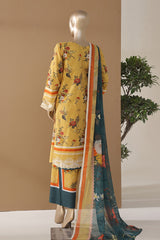 Intermix Art & Craft By HZ Stitched 3 Piece Printed Cambric Suit-ELP-3P-536-Mustard
