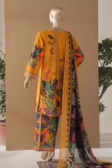 Intermix Art & Craft By HZ Stitched 3 Piece Printed Cambric Suit-ELP-3P-538-Mustard