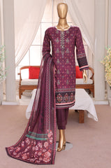 Sumi Stitched 3 Piece Emb Printed Lawn Collection'2025-EM-02-Maroon