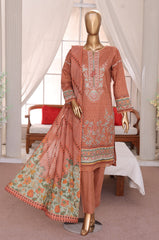 Sumi Stitched 3 Piece Emb Printed Lawn Collection'2025-EM-04-Rust