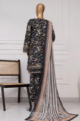 Malika By Sada Bahar Stitched 3 Piece Emb Festive Vol-03 Suit-EMB-1514-Black