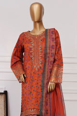 Malika By Sada Bahar Stitched 3 Piece Emb Festive Vol-03 Collection'2025-EMB-1515-Rust