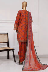 Malika By Sada Bahar Stitched 3 Piece Emb Festive Vol-03 Suit-EMB-1515-Rust