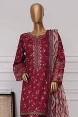 Malika By Sada Bahar Stitched 3 Piece Emb Festive Vol-03 Suit-EMB-1516-Maroon
