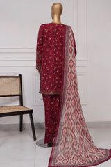 Malika By Sada Bahar Stitched 3 Piece Emb Festive Vol-03 Suit-EMB-1516-Maroon