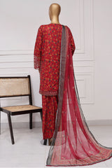 Malika By Sada Bahar Stitched 3 Piece Emb Festive Vol-03 Suit-EMB-1517-Red
