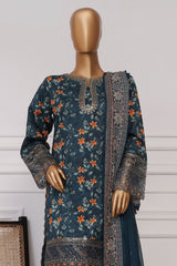 Malika By Sada Bahar Stitched 3 Piece Emb Festive Vol-03 Suit-EMB-200-Teal
