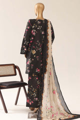 Malika By Sada Bahar Stitched 3 Piece Festive Emb Lawn Vol-03 Suit-EMB-601-BLACK
