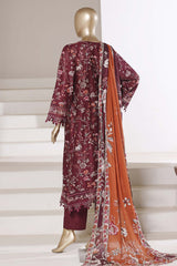 Sada Bahar Stitched 3 Piece Festive Emb Lawn With Fancy Dupatta Vol-02 Suit-EMB-984-BROWN