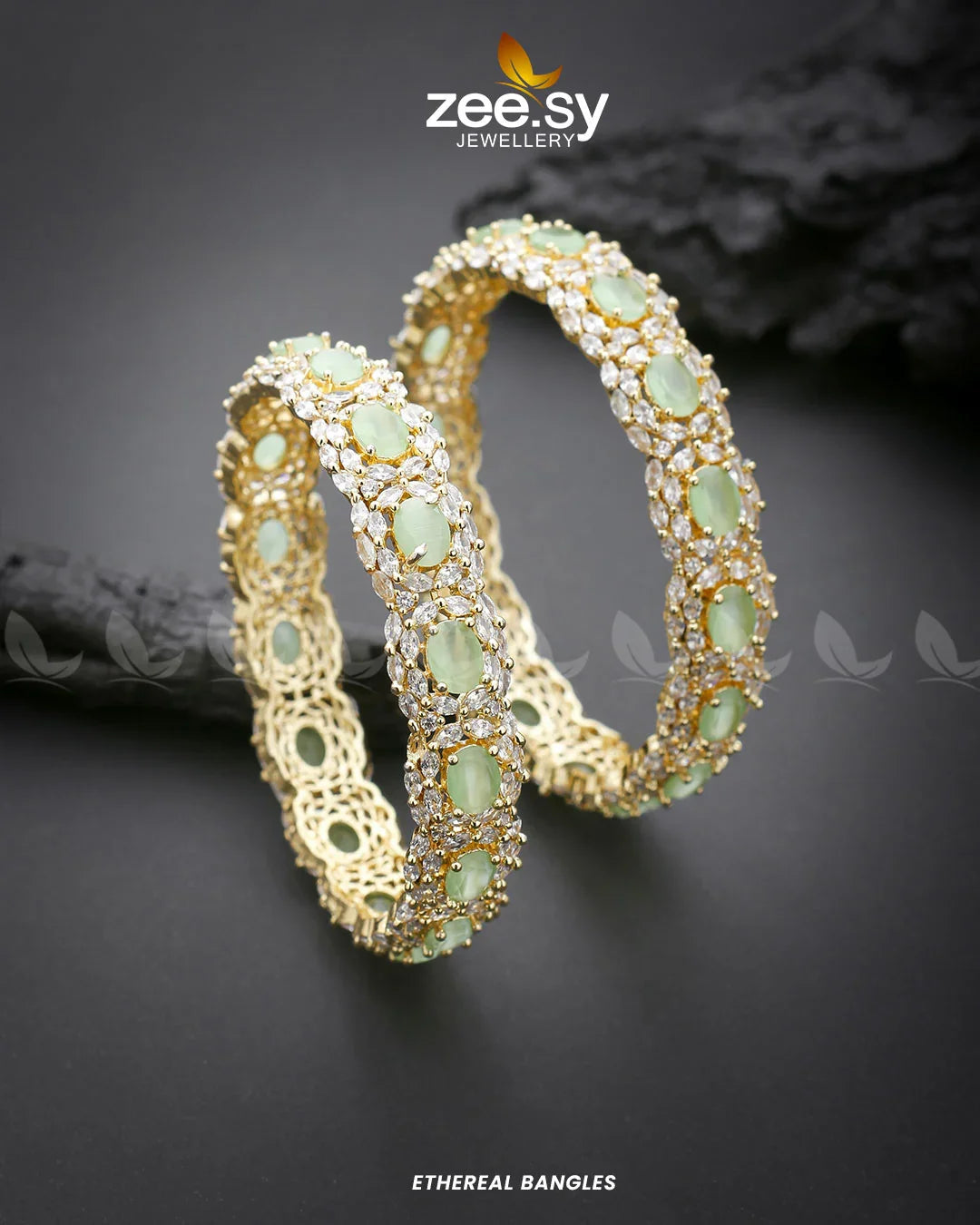 Ethereal Bangles Mint Green - Zeesy Jewellery